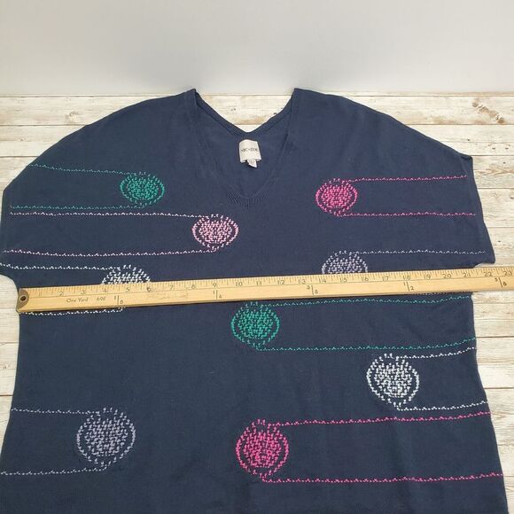 NIC + ZOE Color Spun Short Sleeved‎ Sweater in Indigo Multi - Picture 4 of 5